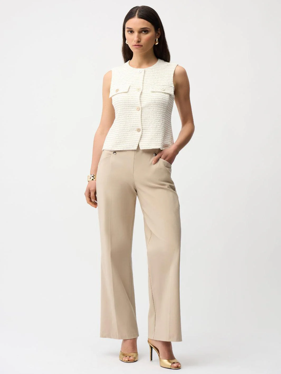 Joseph Ribkoff Wide-leg Trousers In Beige 261040