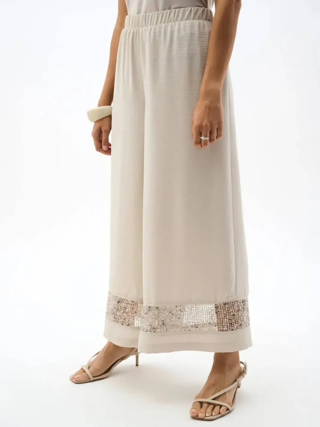 Joseph Ribkoff Wide Leg Trousers In Moonstone 262253 - Image 2