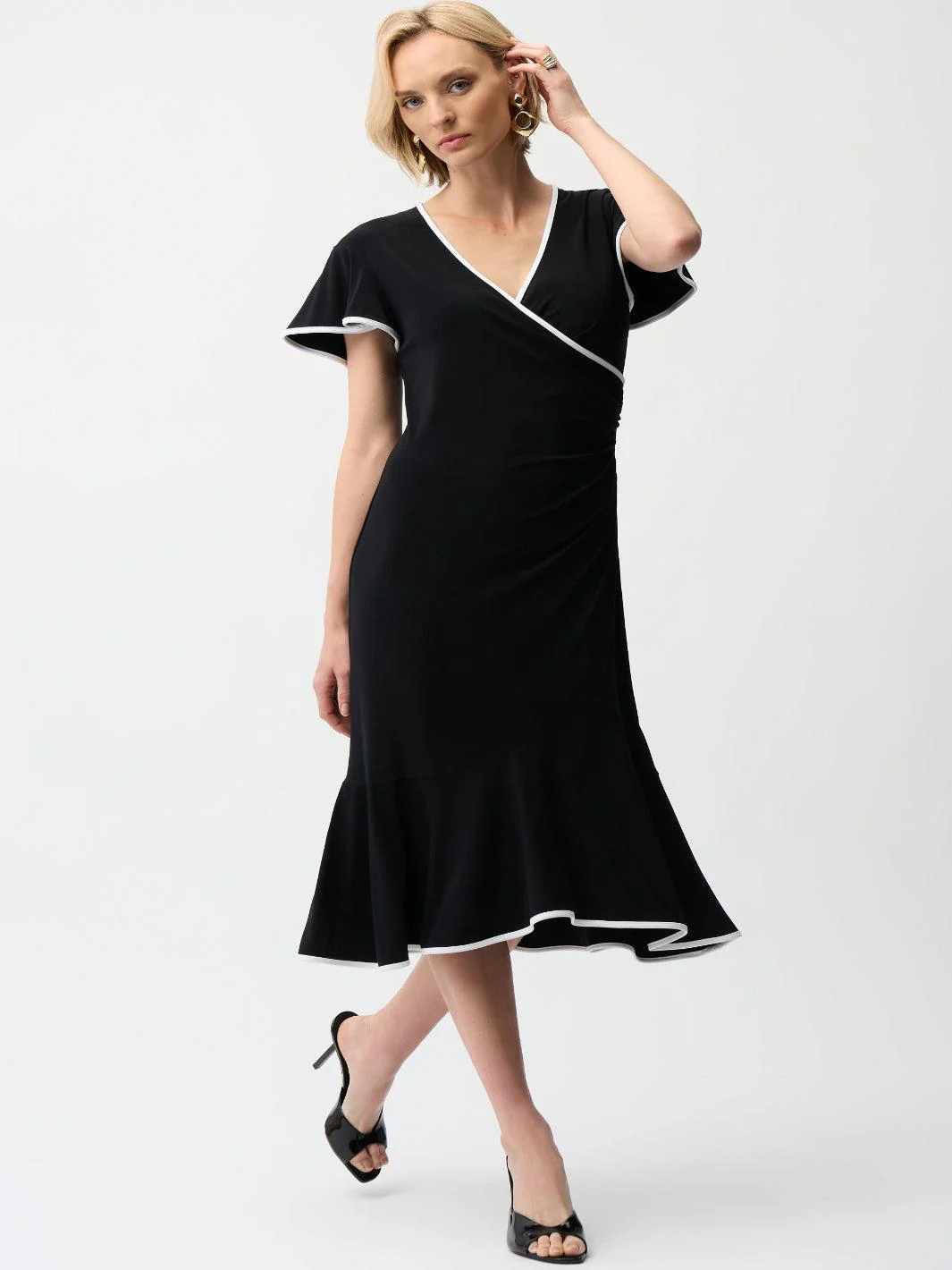 Joseph Ribkoff Wrap Dress In Black/Vanilla 261013