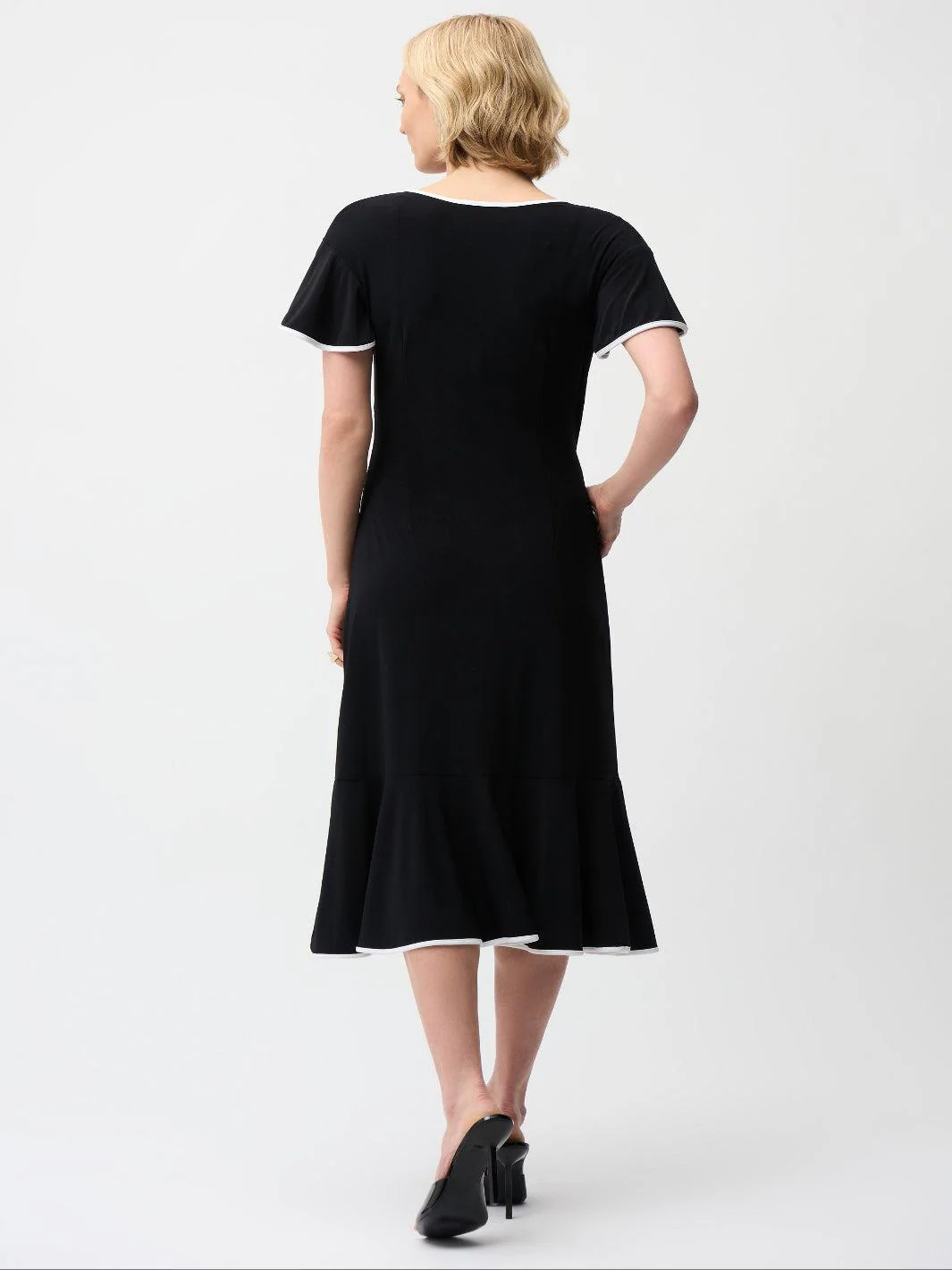 Joseph Ribkoff Wrap Dress In Black/Vanilla 261013 - Image 4