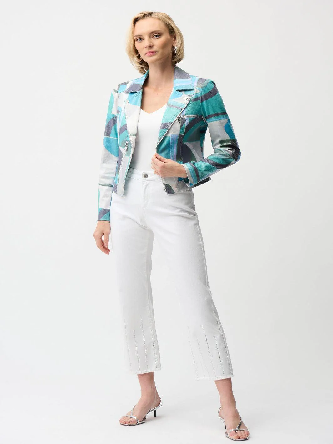 Joseph Ribkoff Zipper Jacket In Green/Multi 261911 - Image 2