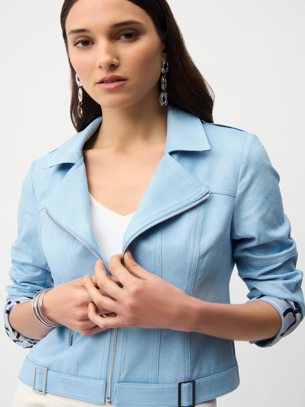 Joseph Ribkoff Zipper Jacket In Sky Blue 261910 - Image 3
