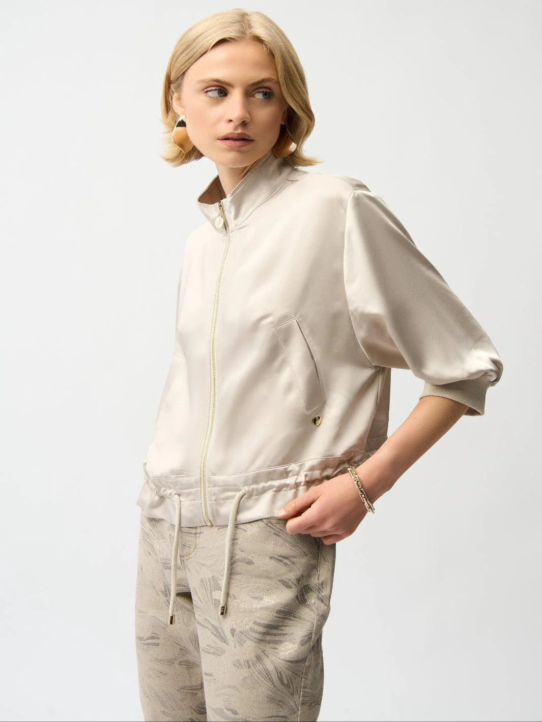Joseph Ribkoff Zipper Relaxed Fit Jacket In Moonstone 261913 - Image 2