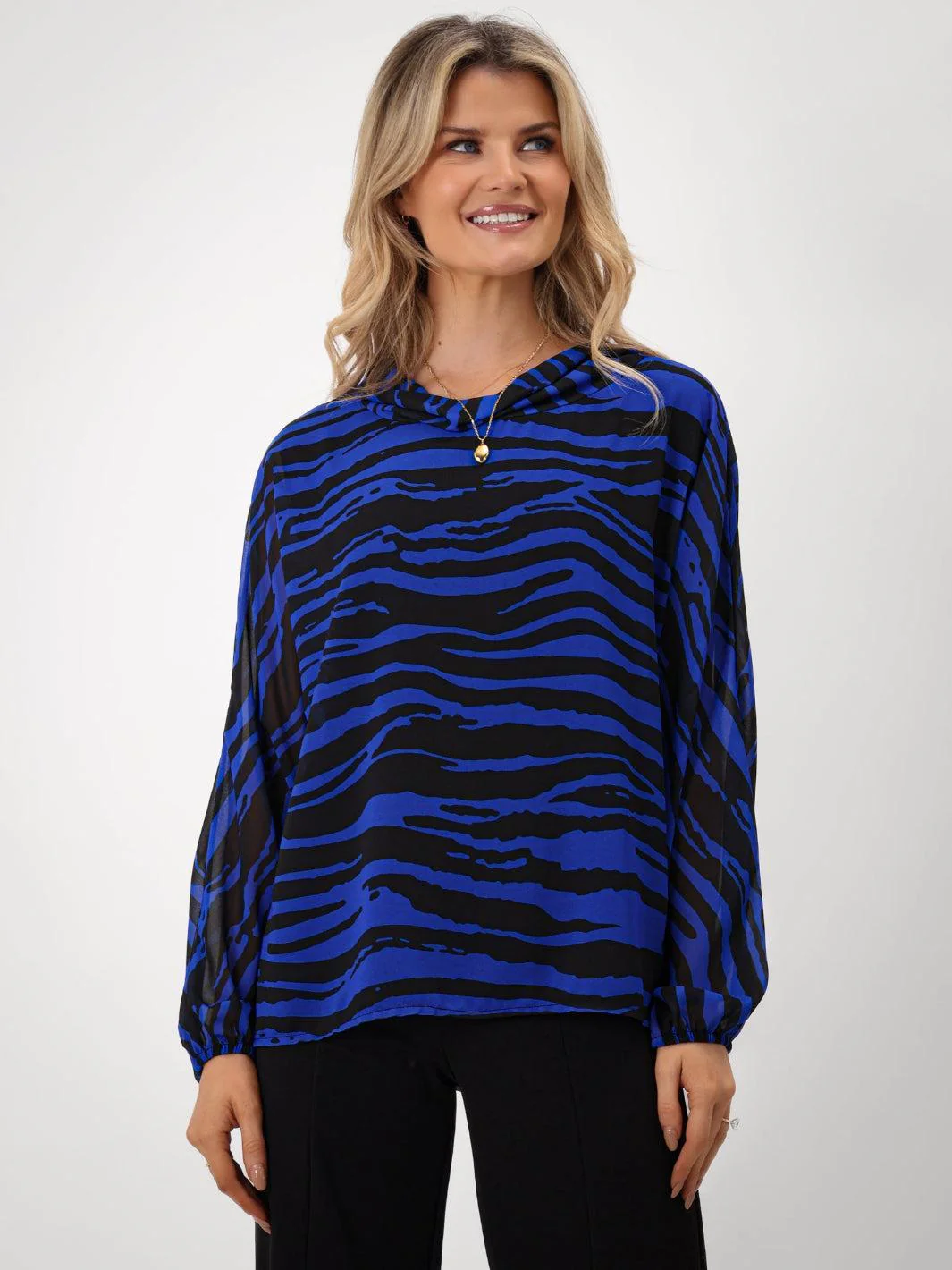 Kate & Pippa Aluna Top In Royal Blue Print - Image 5