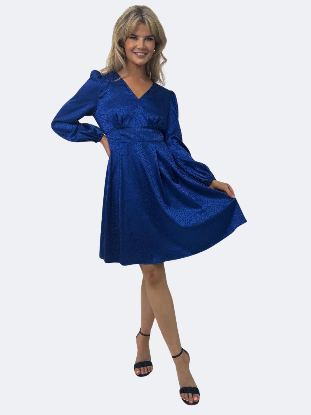 Kate & Pippa Audrey Mini Dress In Blue Print - Image 11