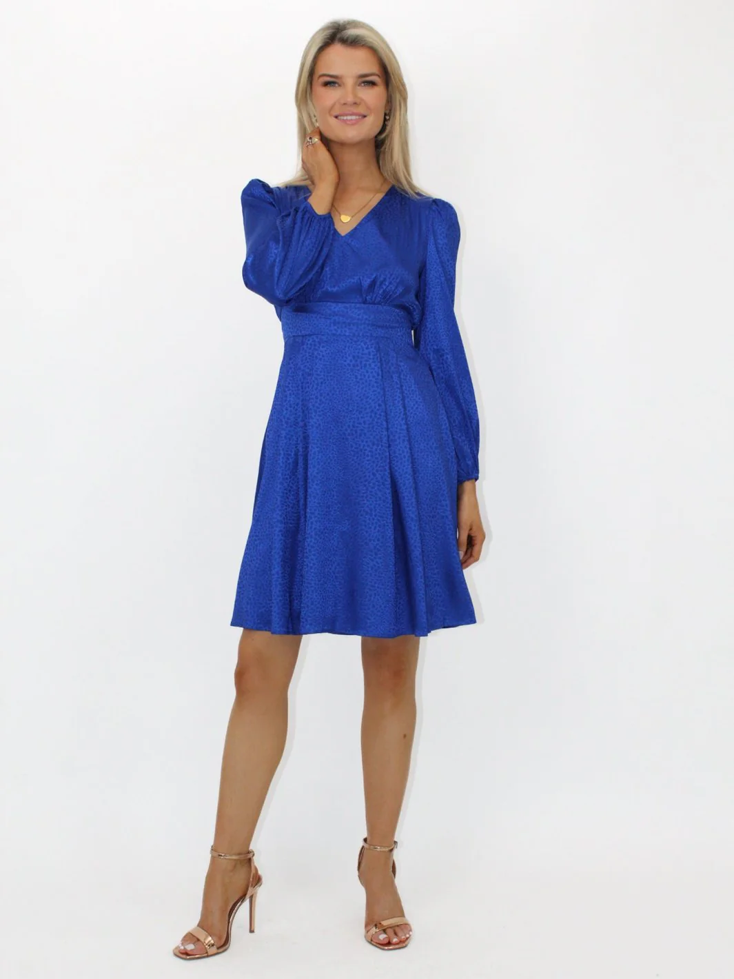 Kate & Pippa Audrey Mini Dress In Blue Print - Image 2