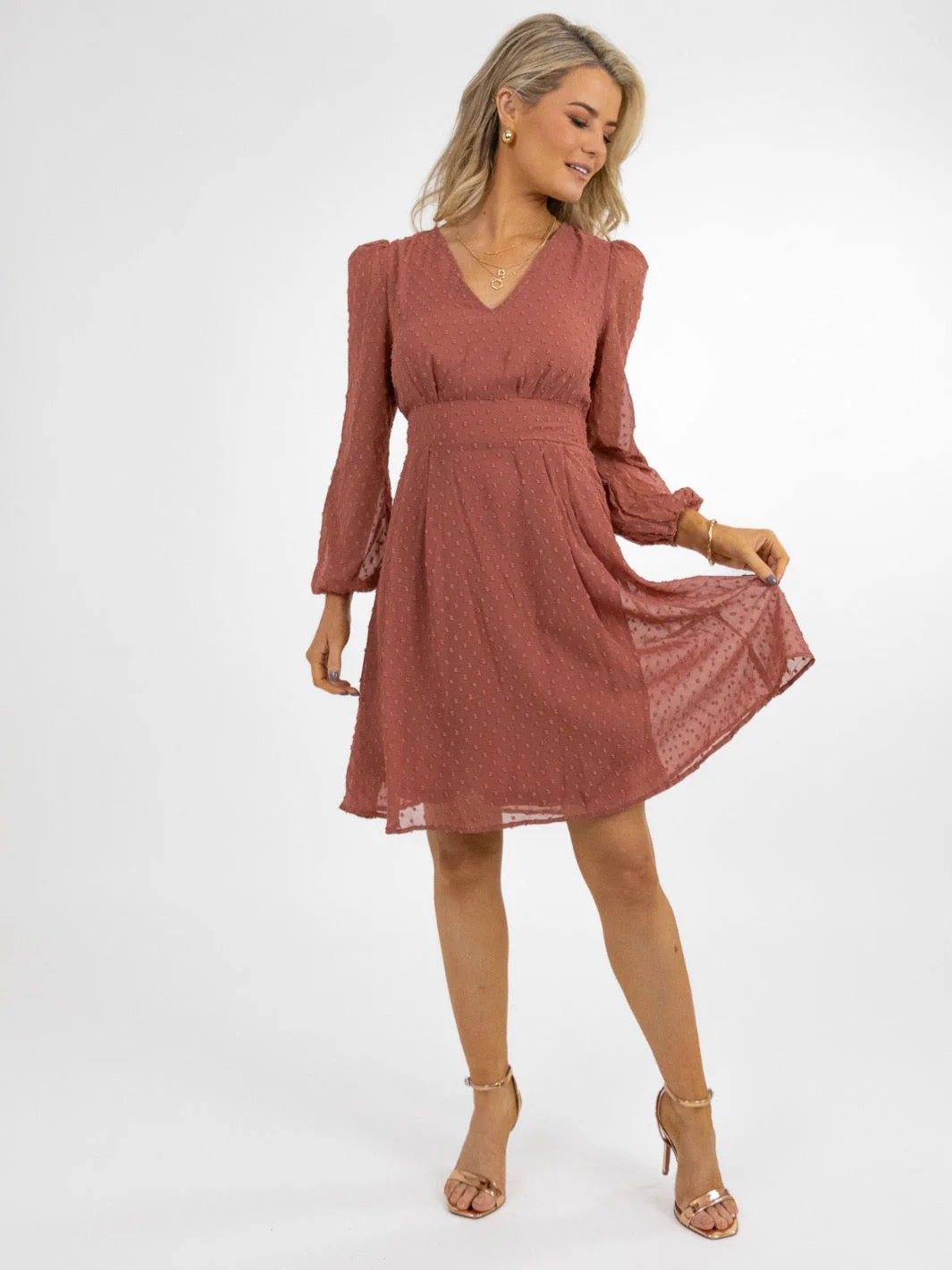 Kate & Pippa Audrey Mini Dress In Dusty Rose - Image 3