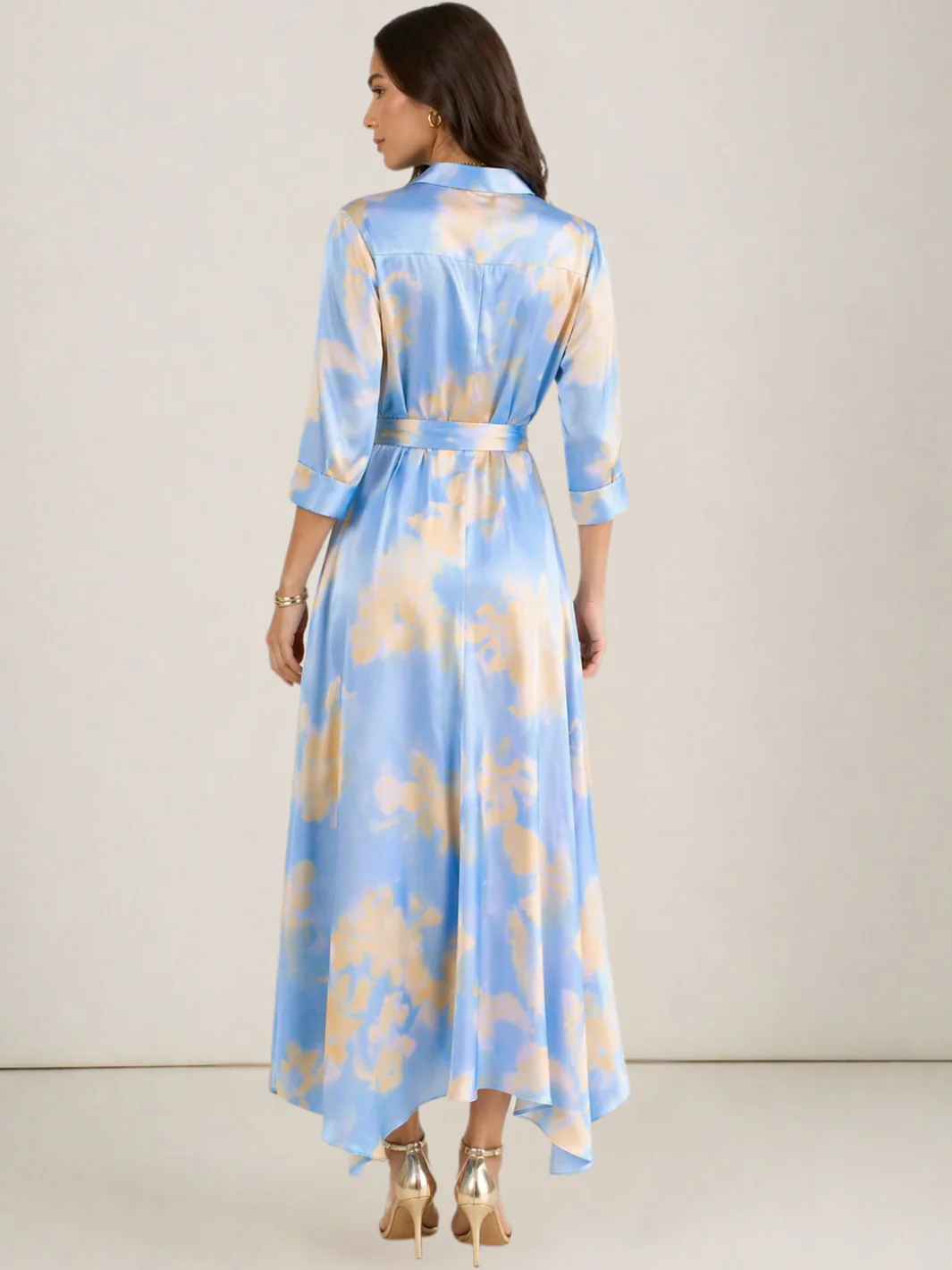 Kate & Pippa Azure Midi Dress In Blue/Lemon Print - Image 4