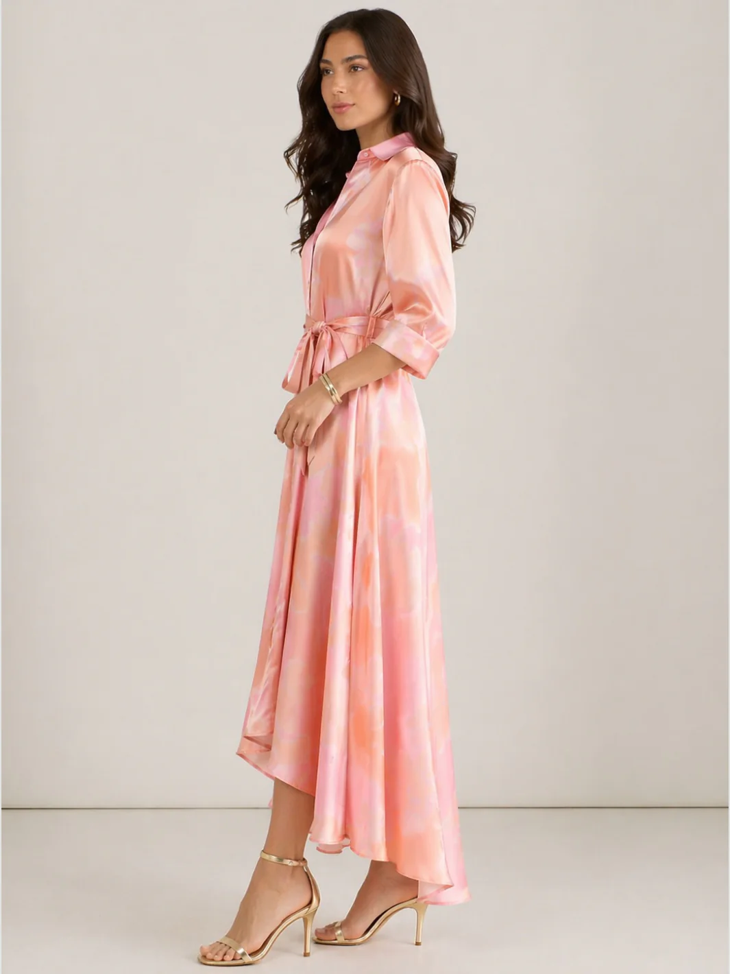 Kate & Pippa Azure Midi Dress In Blush Pink Print - Image 2