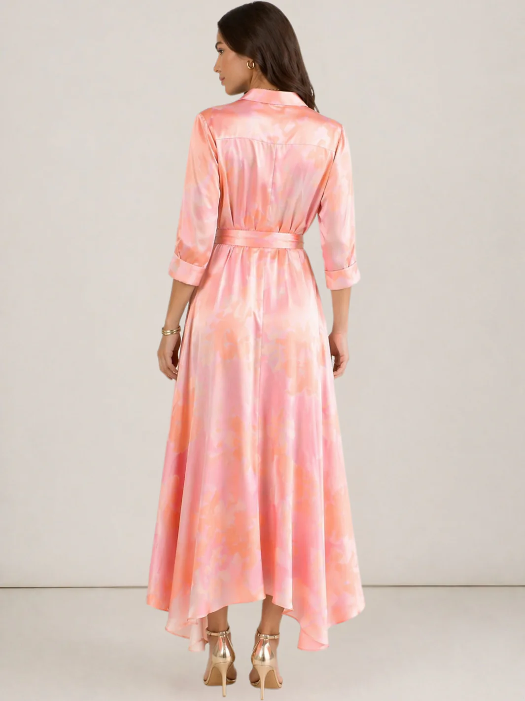 Kate & Pippa Azure Midi Dress In Blush Pink Print - Image 3