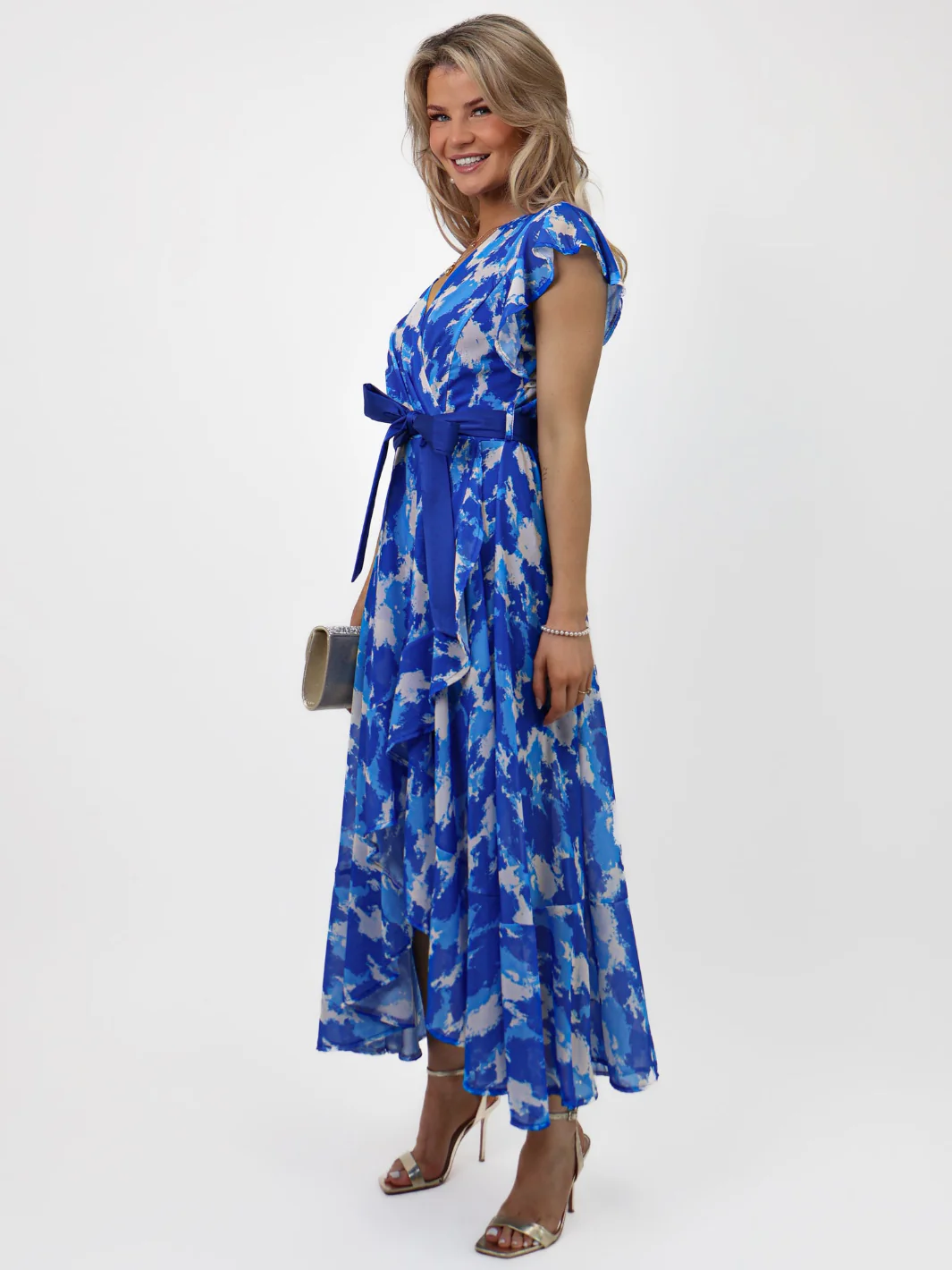 Kate & Pippa Ballerina Dress In Royal Blue Print - Image 2