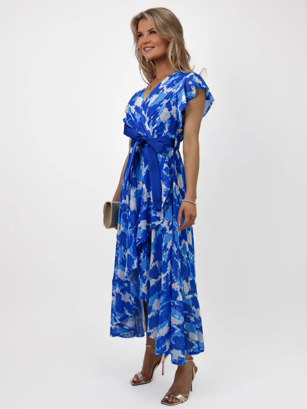 Kate & Pippa Ballerina Dress In Royal Blue Print - Image 4
