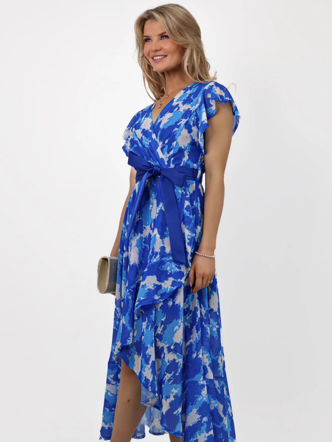 Kate & Pippa Ballerina Dress In Royal Blue Print - Image 5