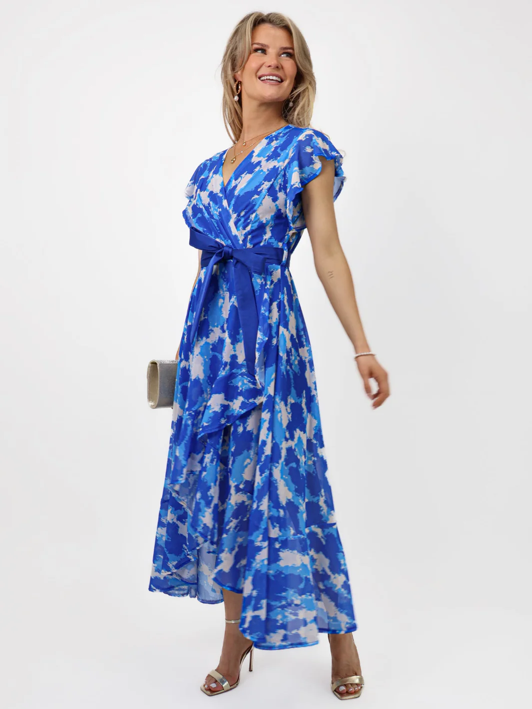 Kate & Pippa Ballerina Dress In Royal Blue Print - Image 6