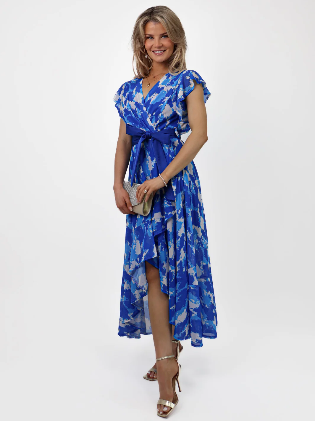 Kate & Pippa Ballerina Dress In Royal Blue Print - Image 7