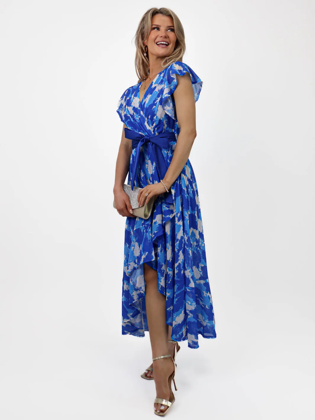 Kate & Pippa Ballerina Dress In Royal Blue Print - Image 8