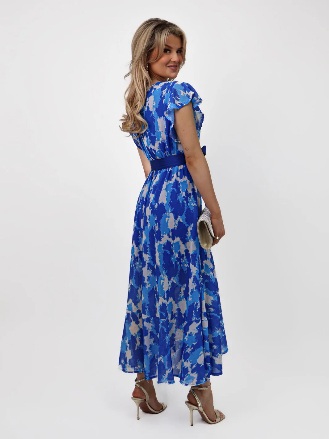 Kate & Pippa Ballerina Dress In Royal Blue Print - Image 9