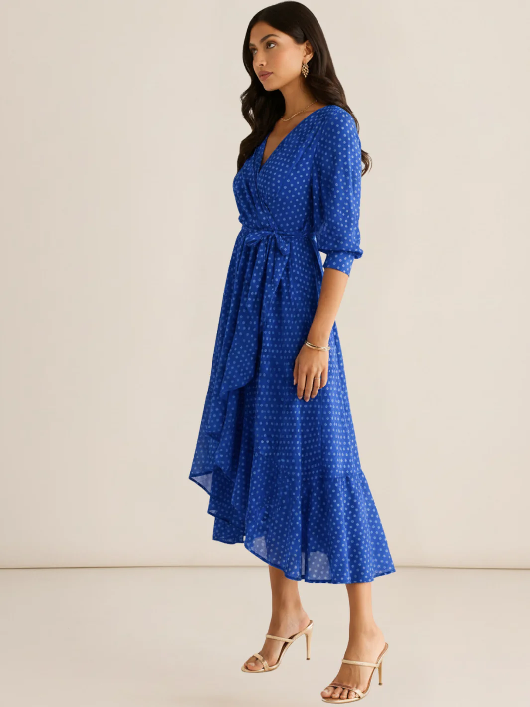 Kate & Pippa Ballerina Midi Dress In Blue Print - Image 2