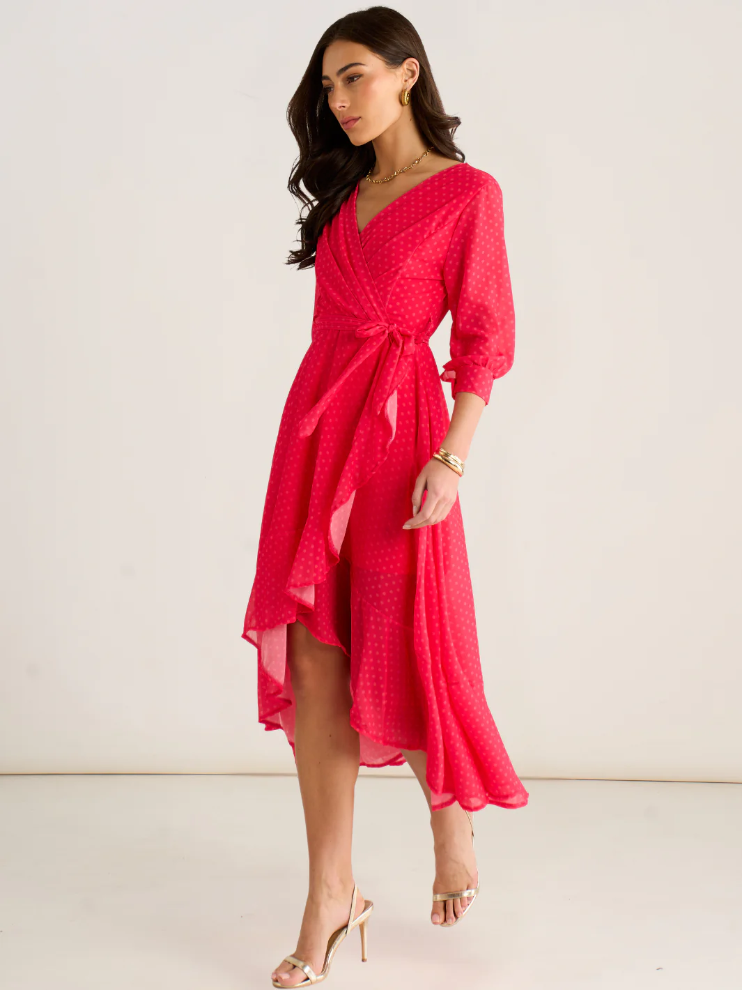 Kate & Pippa Ballerina Midi Dress In Coral Print - Image 2