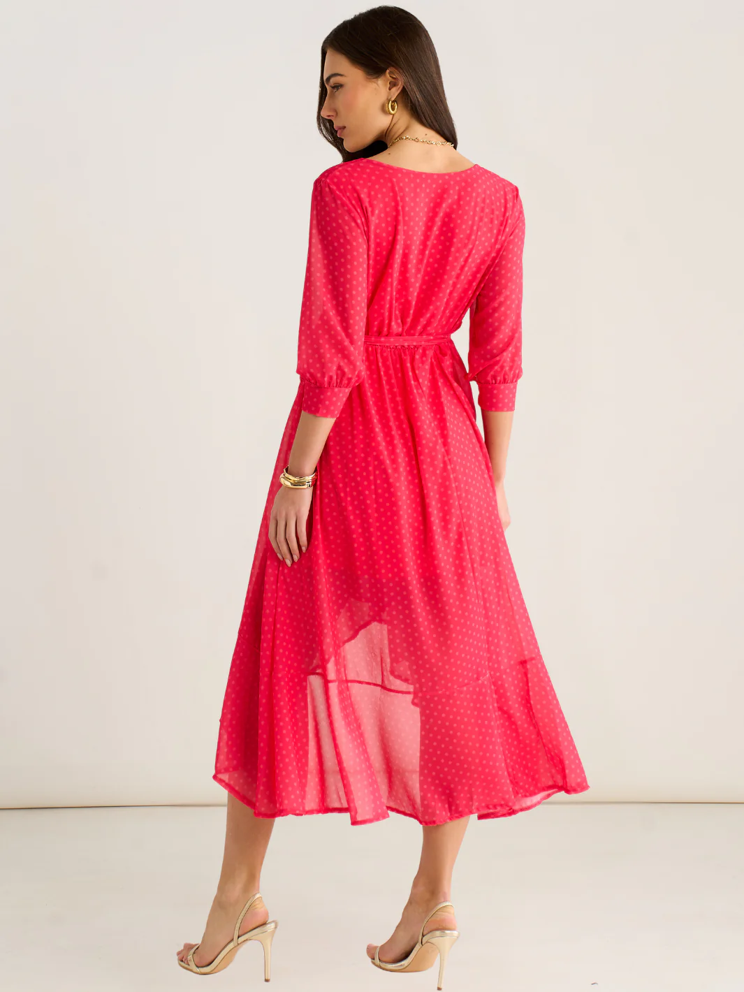Kate & Pippa Ballerina Midi Dress In Coral Print - Image 4