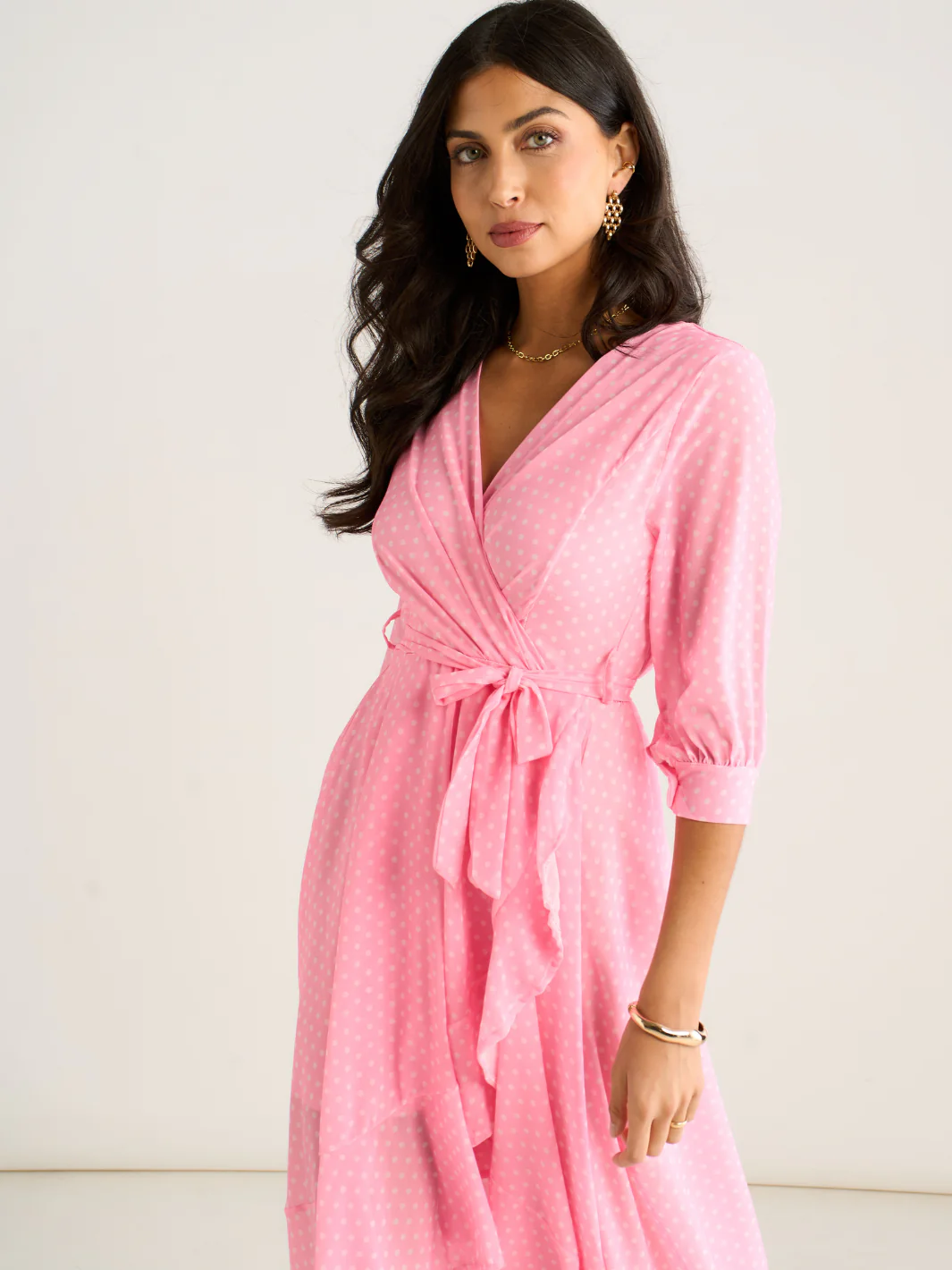 Kate & Pippa Ballerina Midi Dress In Light Pink Print - Image 3