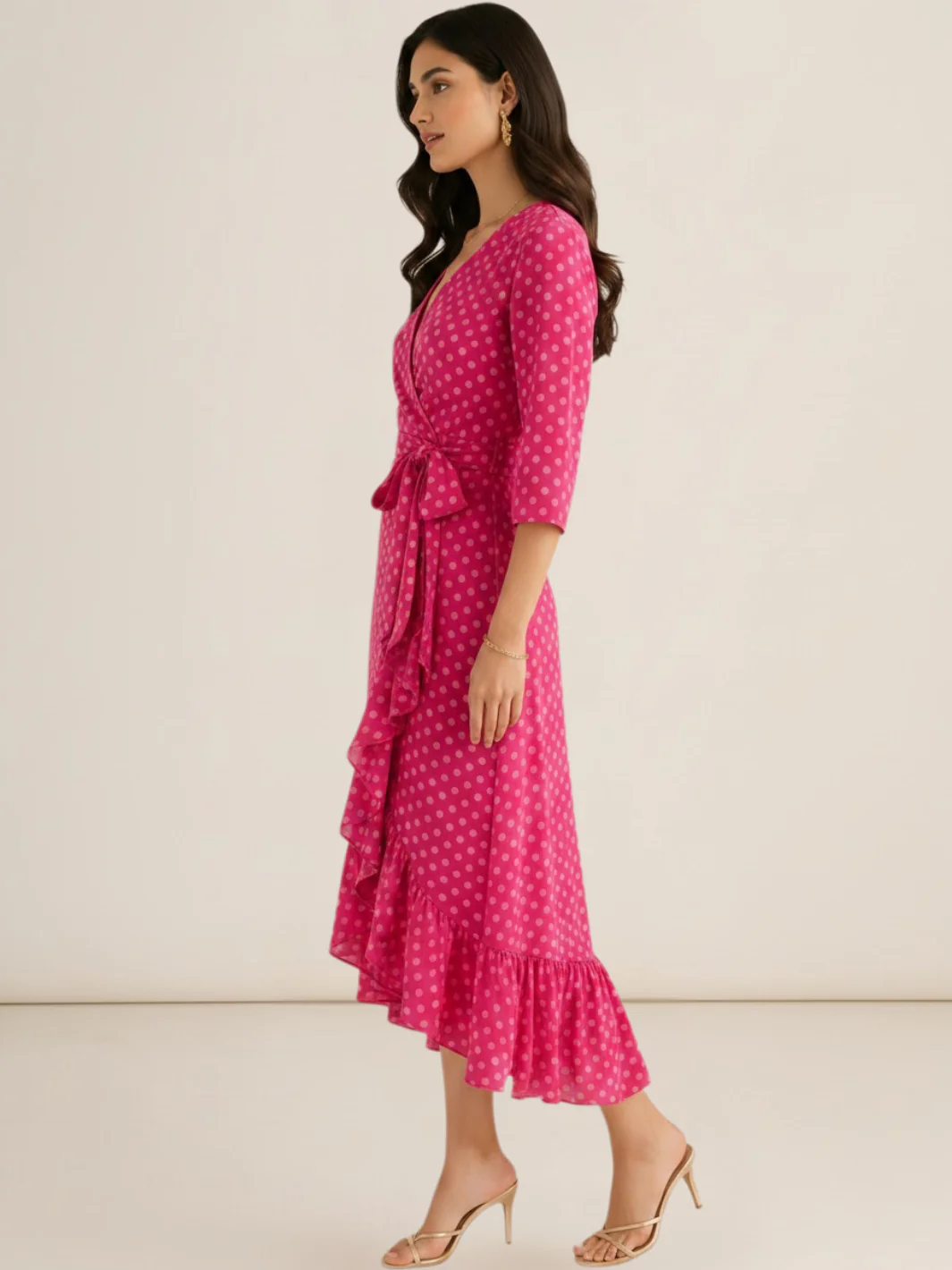Kate & Pippa Ballerina Midi Dress In Pink Print - Image 2