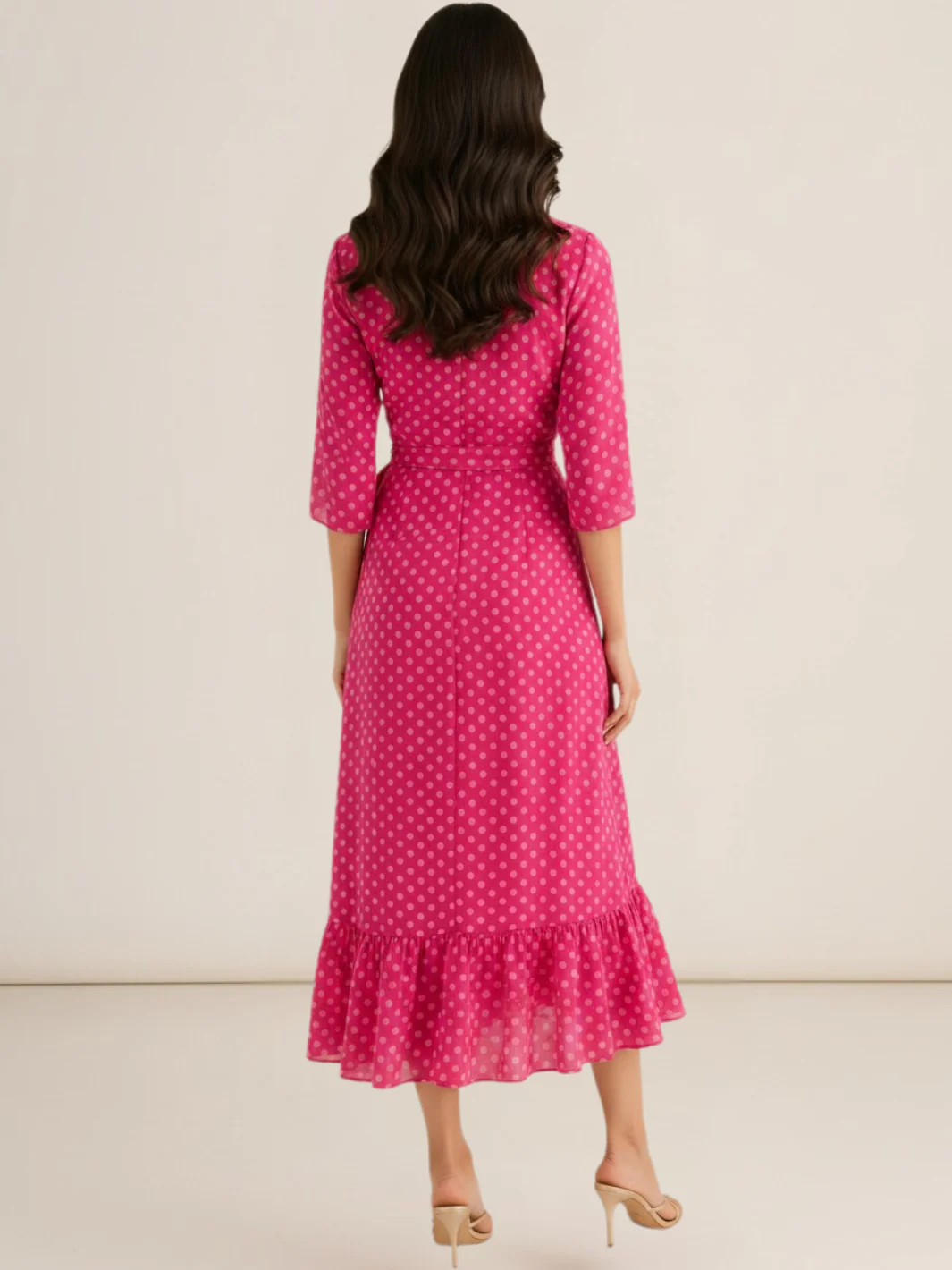 Kate & Pippa Ballerina Midi Dress In Pink Print - Image 3