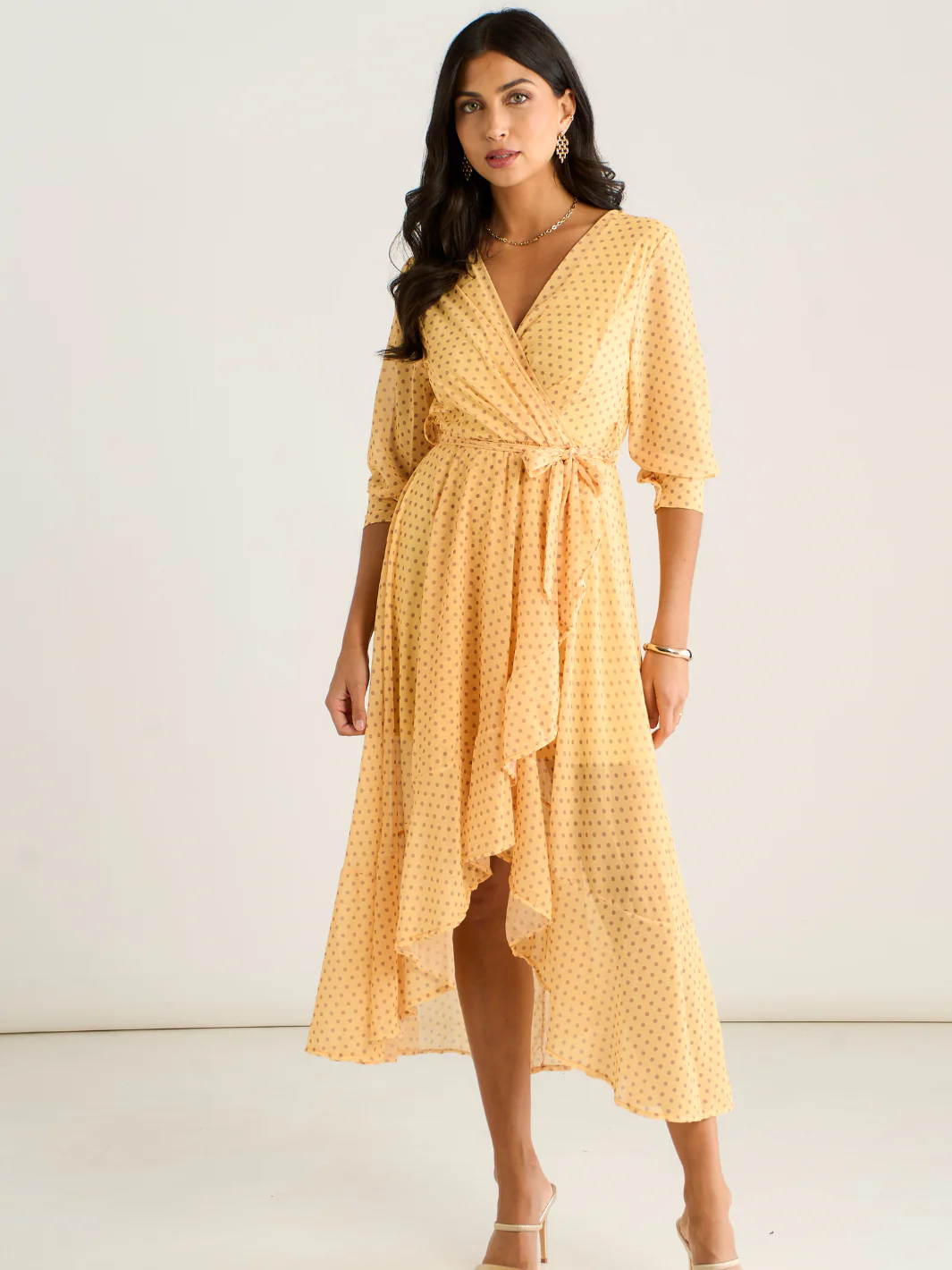 Kate & Pippa Ballerina Midi Dress In Yellow Print - Image 3