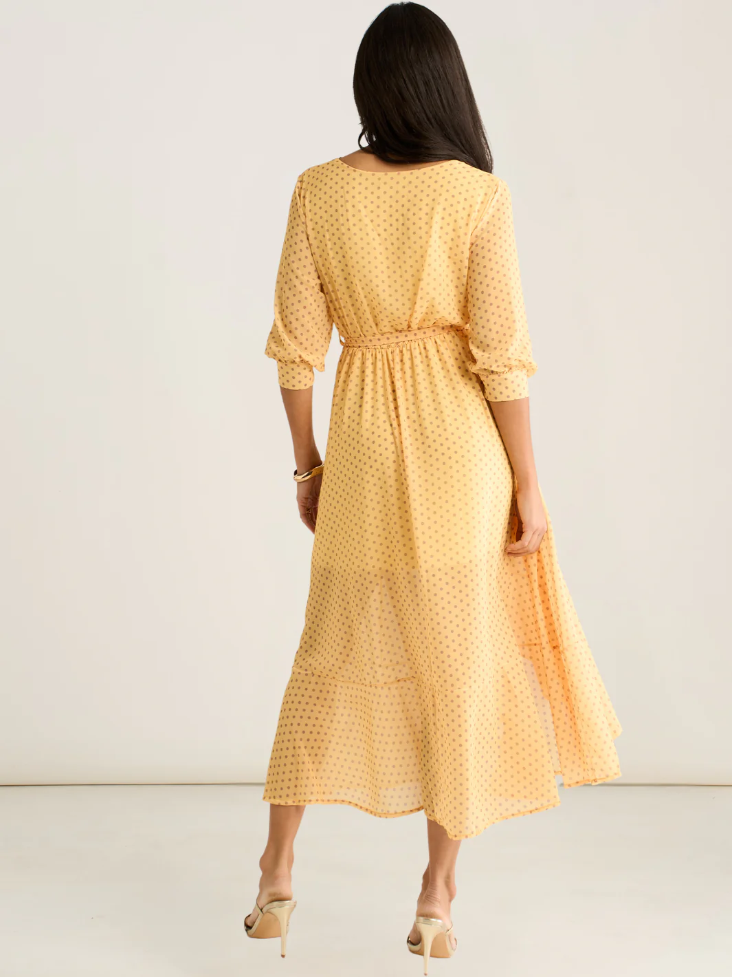 Kate & Pippa Ballerina Midi Dress In Yellow Print - Image 5