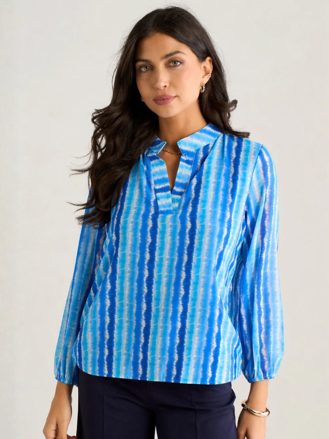 Kate & Pippa Bella Band Top In Blue Wave Print