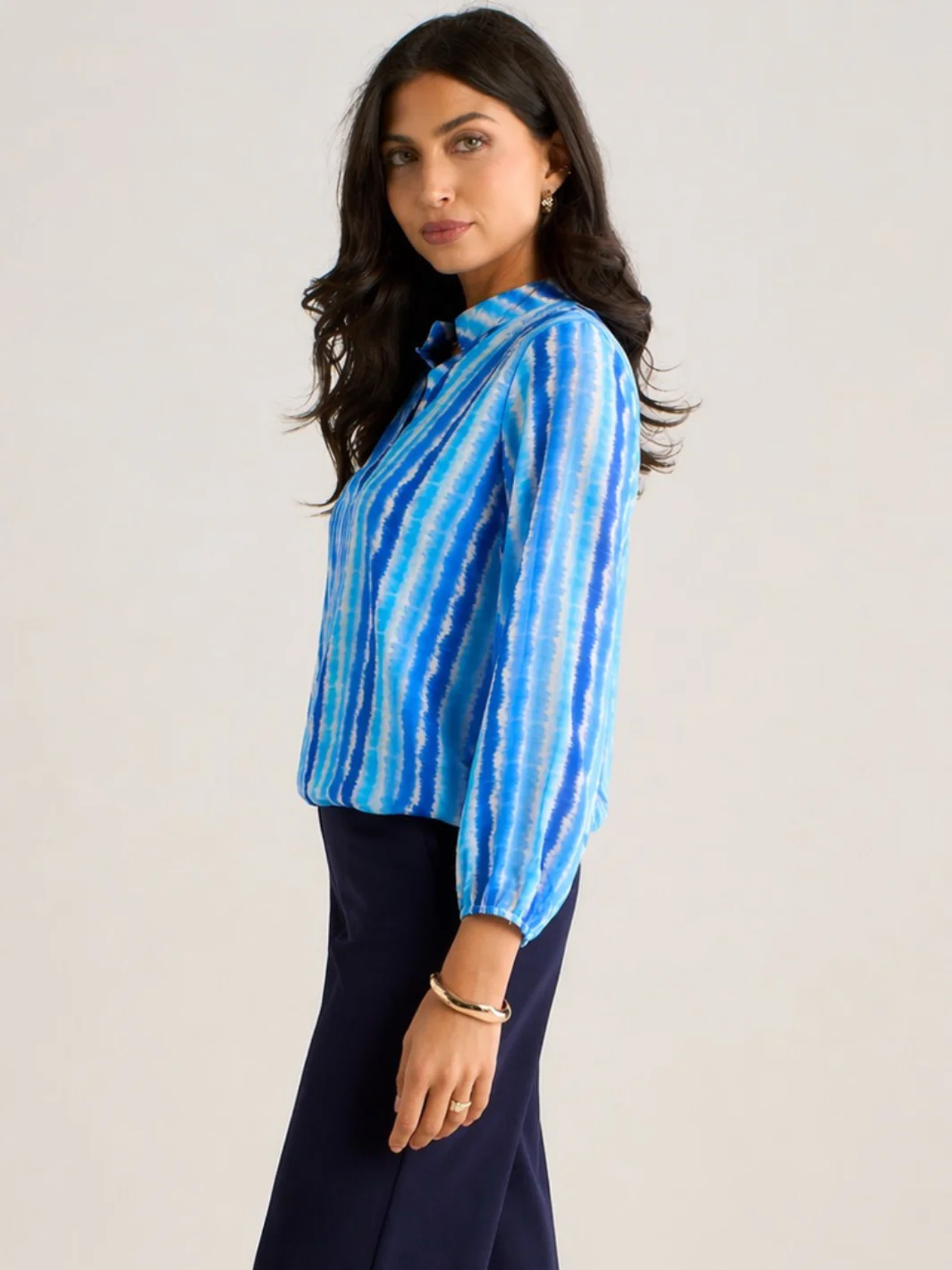 Kate & Pippa Bella Band Top In Blue Wave Print - Image 2