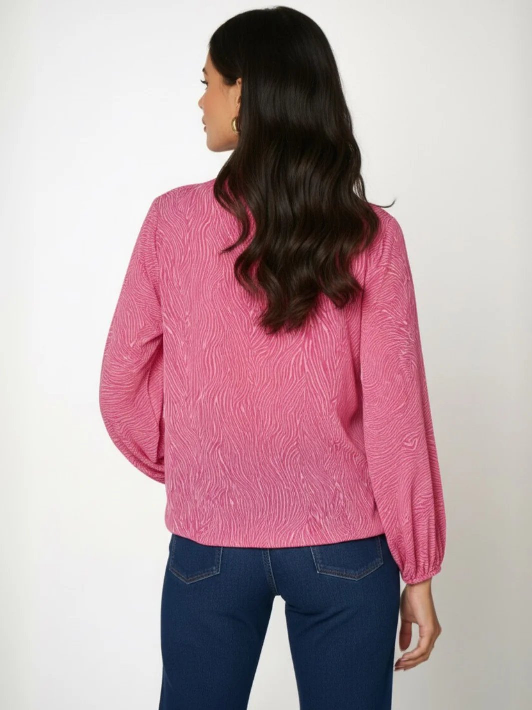 Kate & Pippa Bella Band Top In Cerise Pink Print - Image 3