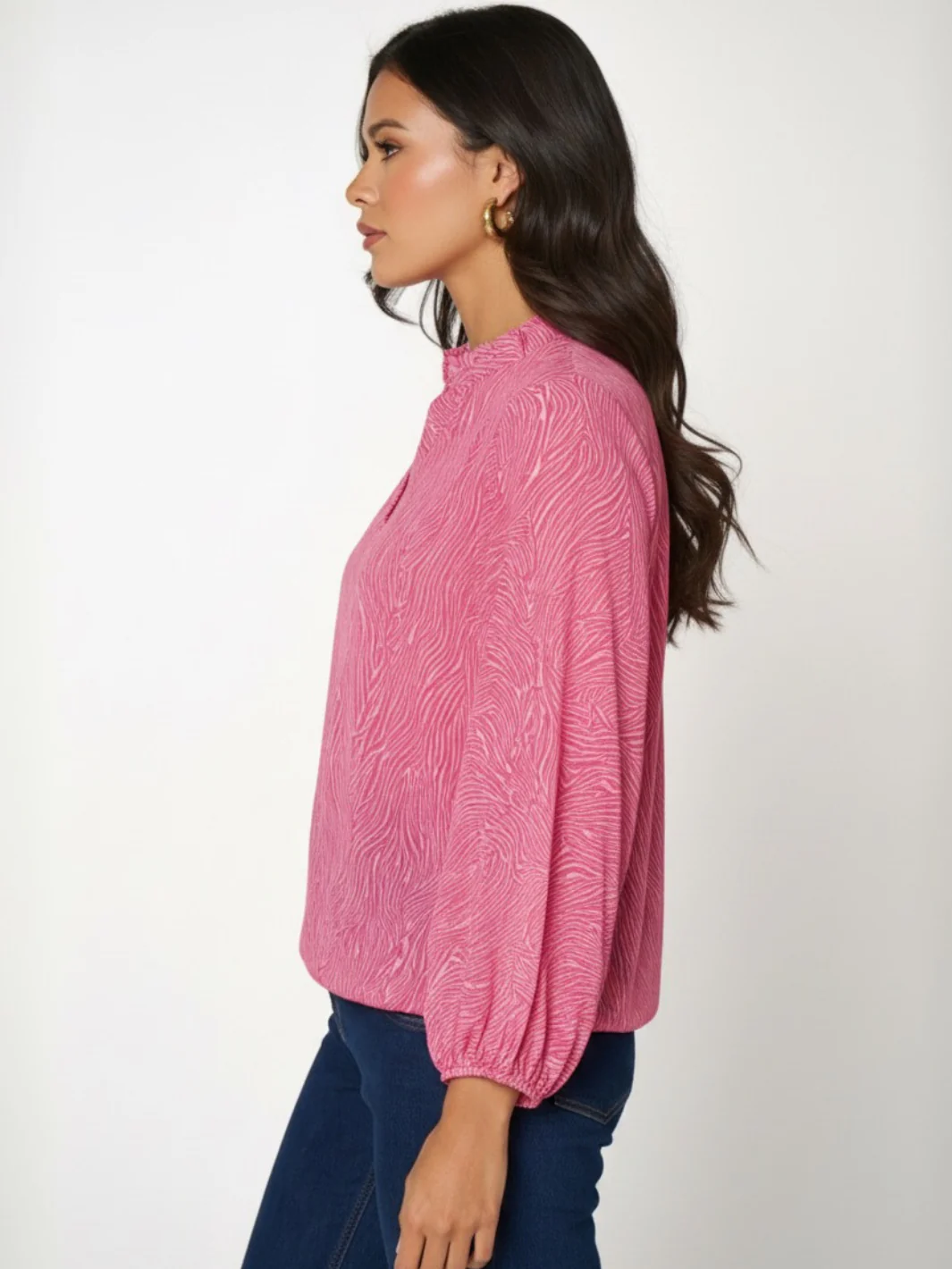 Kate & Pippa Bella Band Top In Cerise Pink Print - Image 4