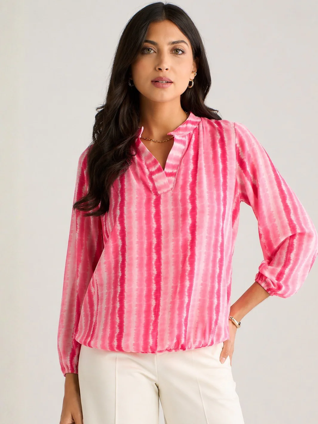 Kate & Pippa Bella Band Top In Cerise Wave Print