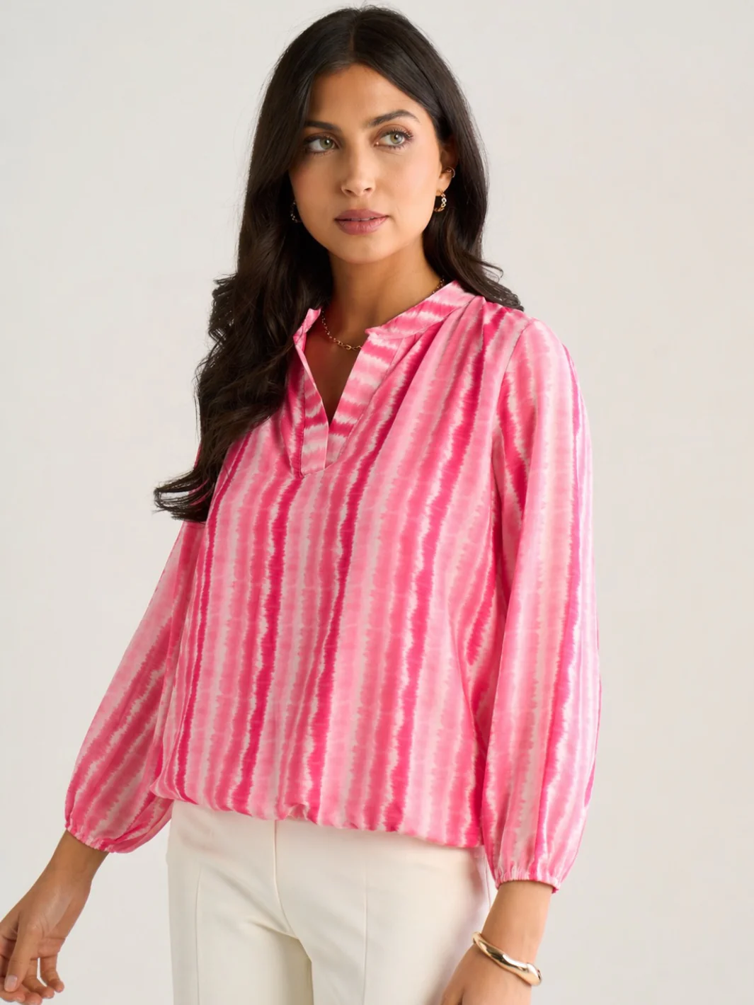 Kate & Pippa Bella Band Top In Cerise Wave Print - Image 2