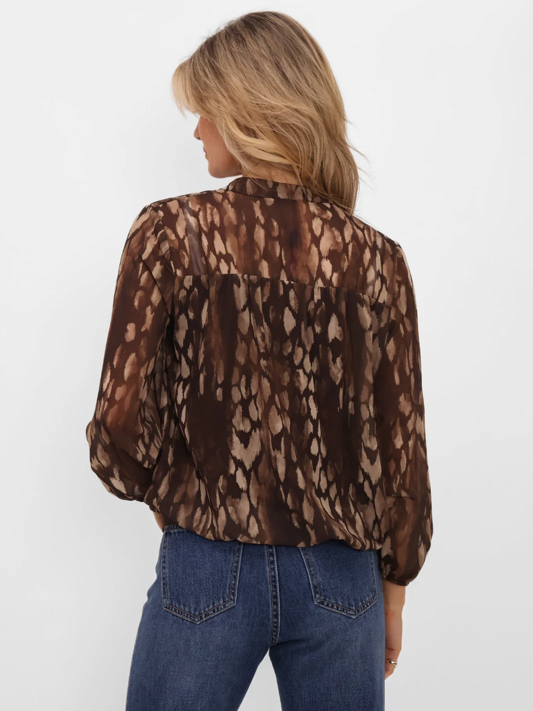 Kate & Pippa Bella Band Top In Chocolate Brown Abstract Print - Image 6