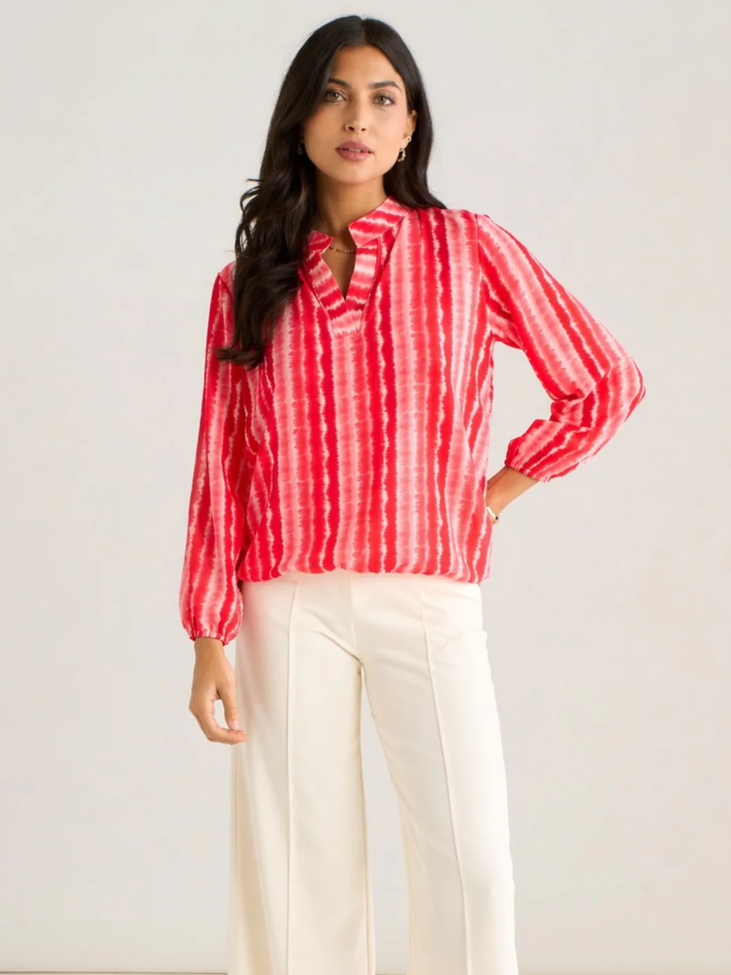 Kate & Pippa Bella Band Top In Coral Wave Print - Image 2