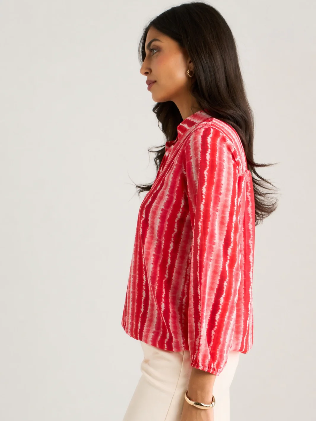 Kate & Pippa Bella Band Top In Coral Wave Print - Image 3