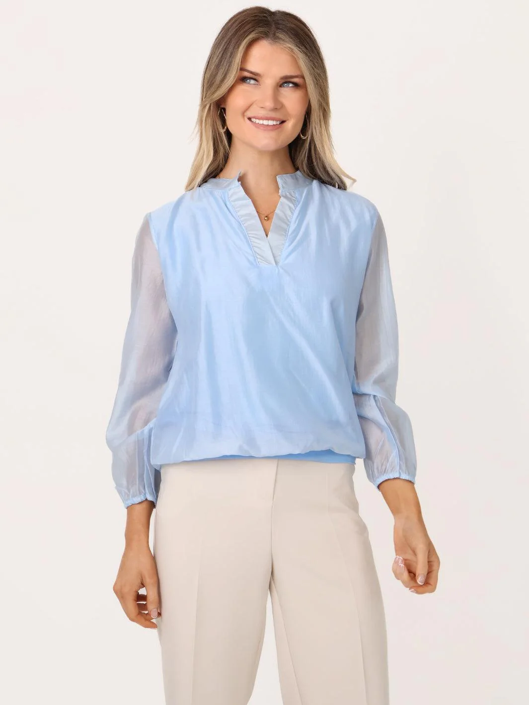 Kate & Pippa Bella Band Top In Light Blue - Image 2