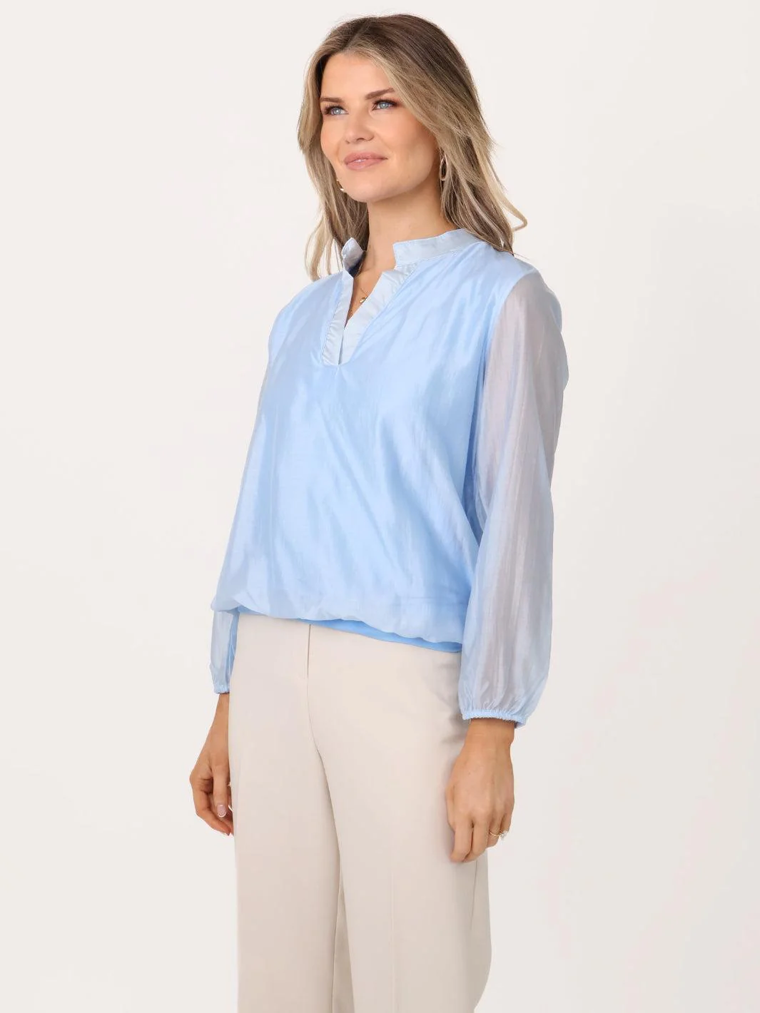 Kate & Pippa Bella Band Top In Light Blue - Image 4