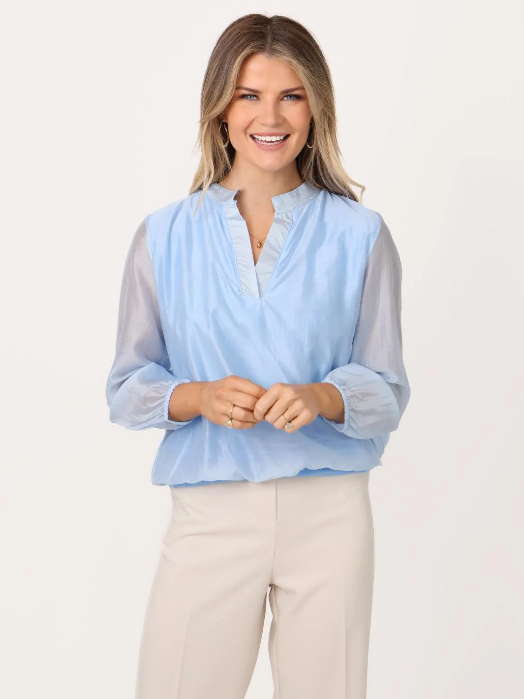 Kate & Pippa Bella Band Top In Light Blue - Image 5