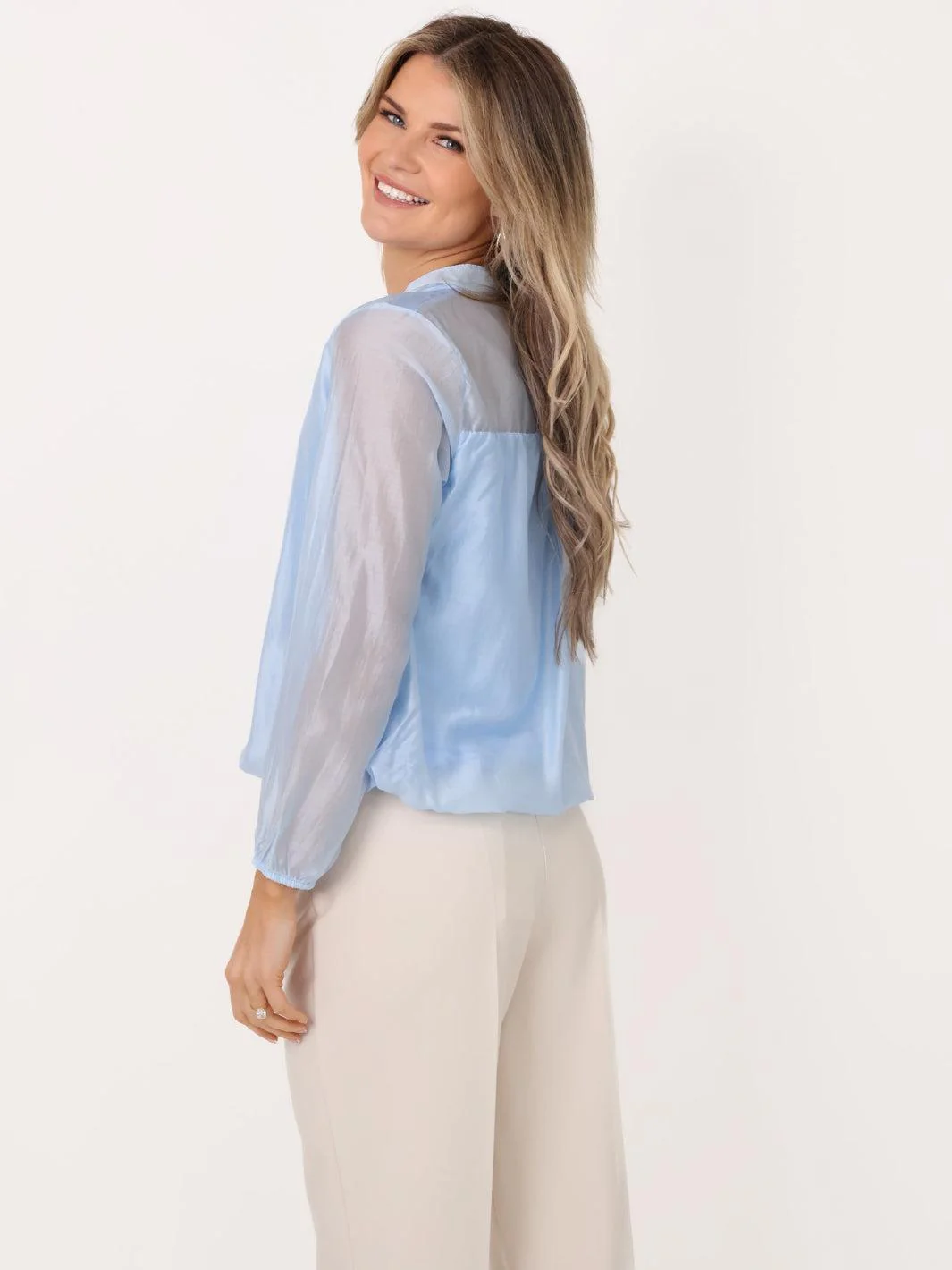 Kate & Pippa Bella Band Top In Light Blue - Image 6
