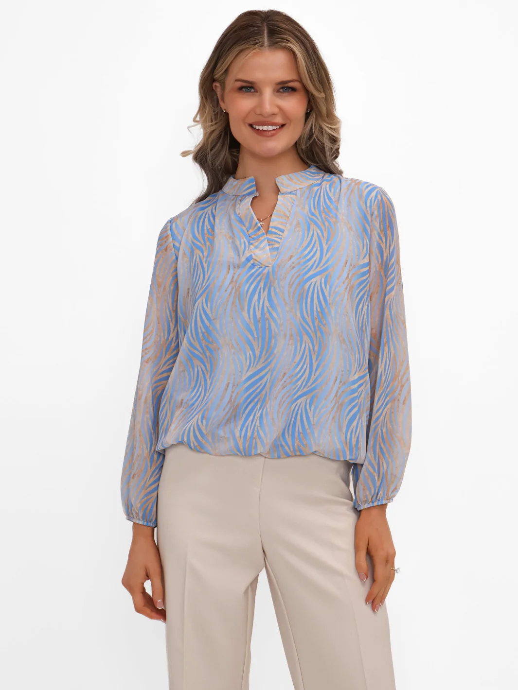 Kate & Pippa Bella Band Top In Light Blue Animal