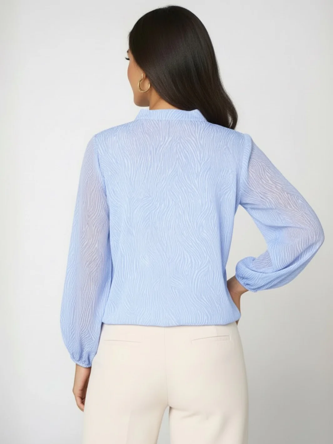 Kate & Pippa Bella Band Top In Light Blue Print - Image 4