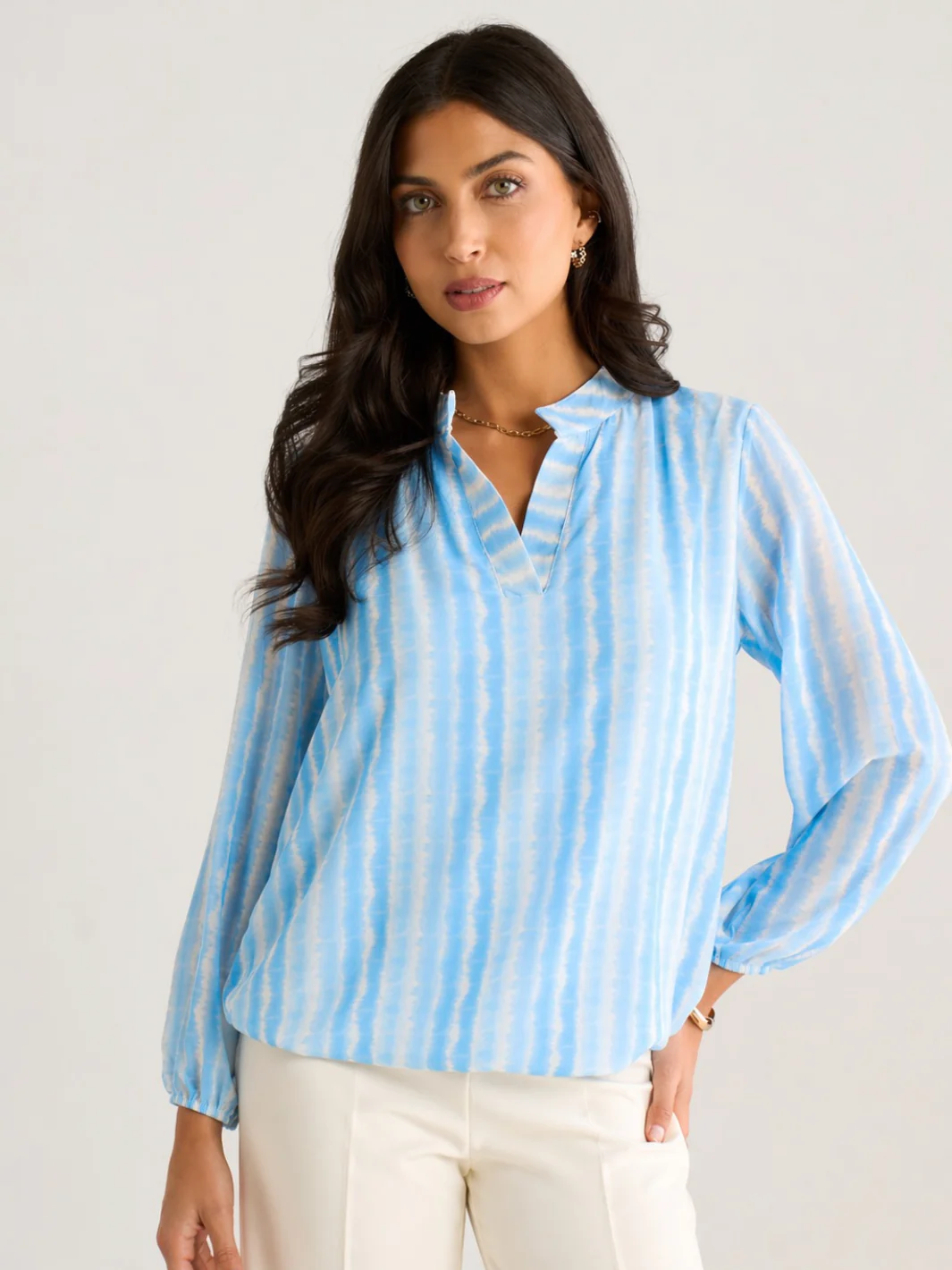 Kate & Pippa Bella Band Top In Light Blue Wave Print