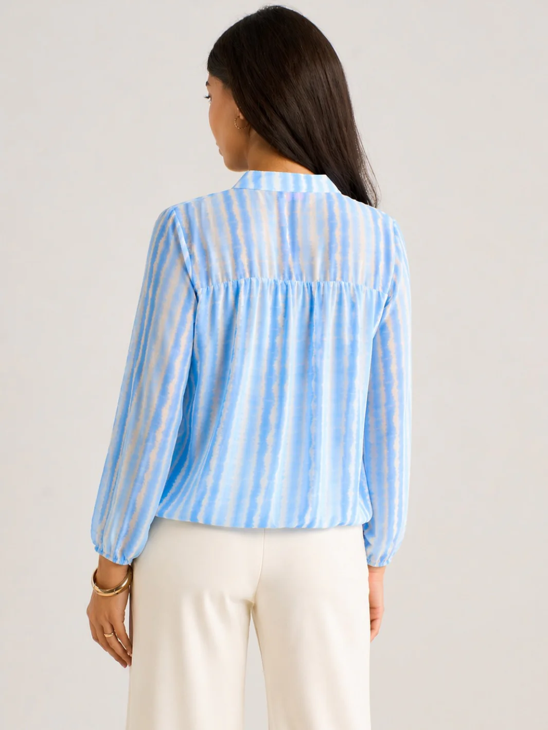 Kate & Pippa Bella Band Top In Light Blue Wave Print - Image 4