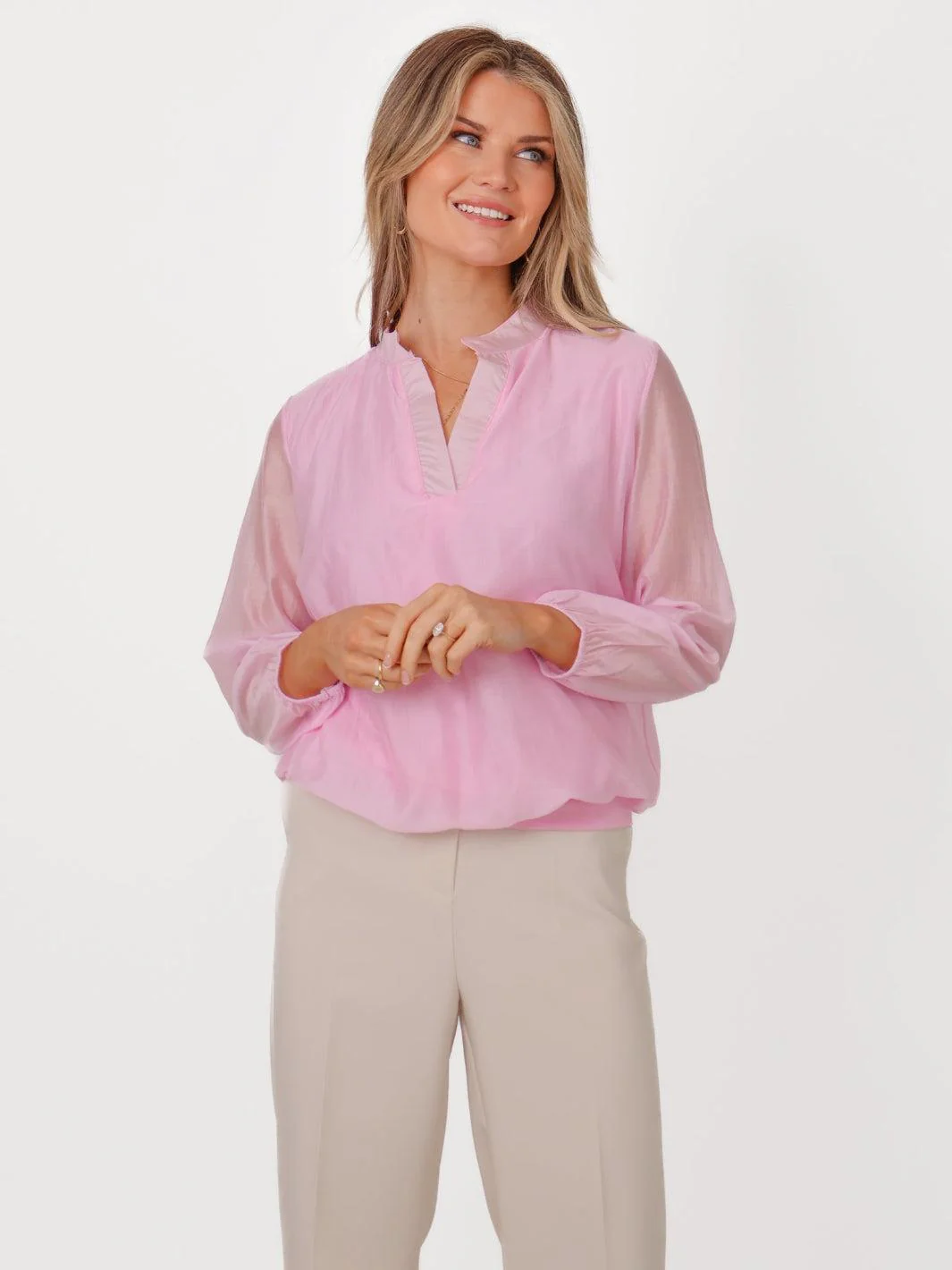 Kate & Pippa Bella Band Top In Light Pink - Image 5