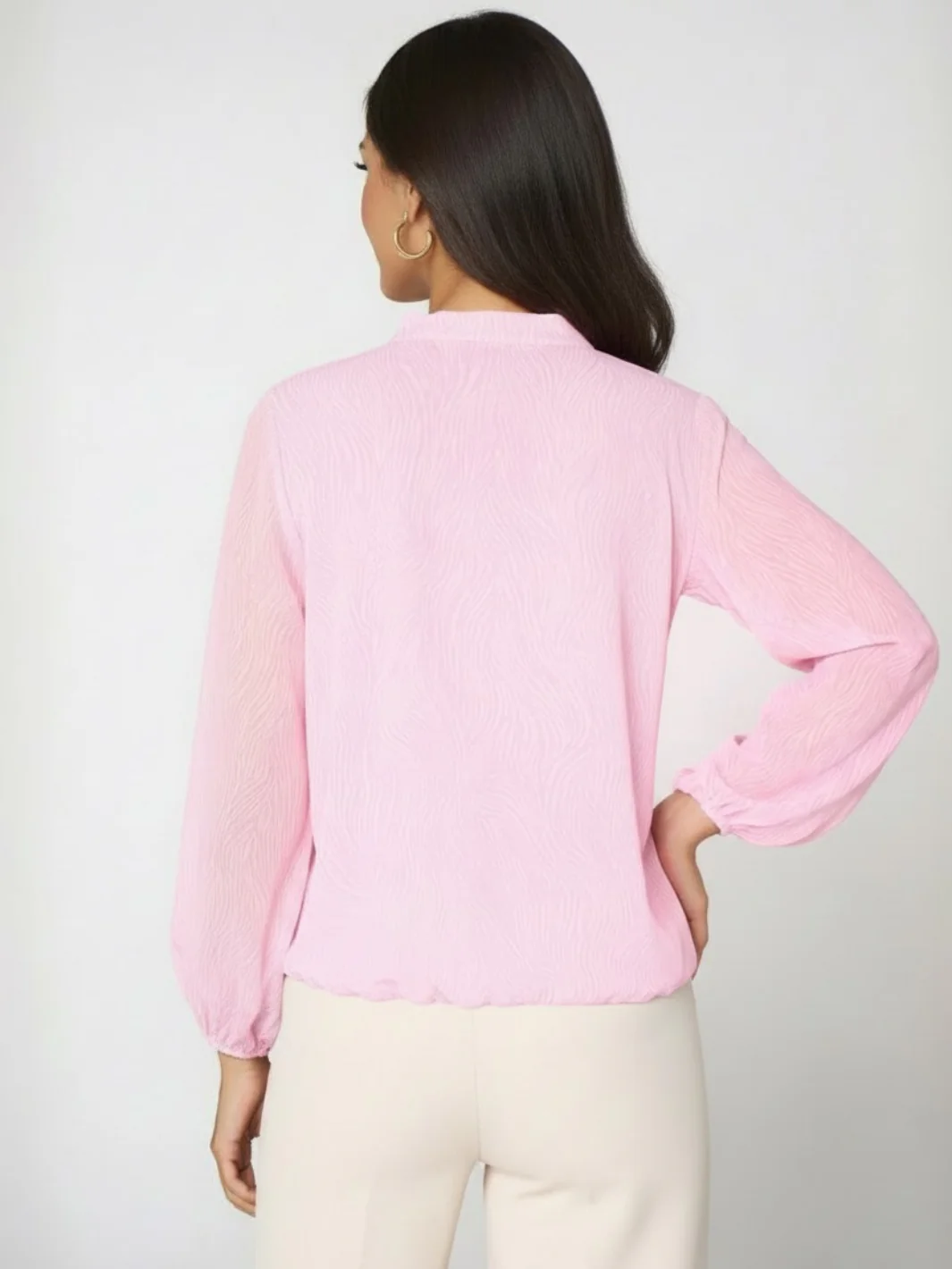 Kate & Pippa Bella Band Top In Light Pink Print - Image 4