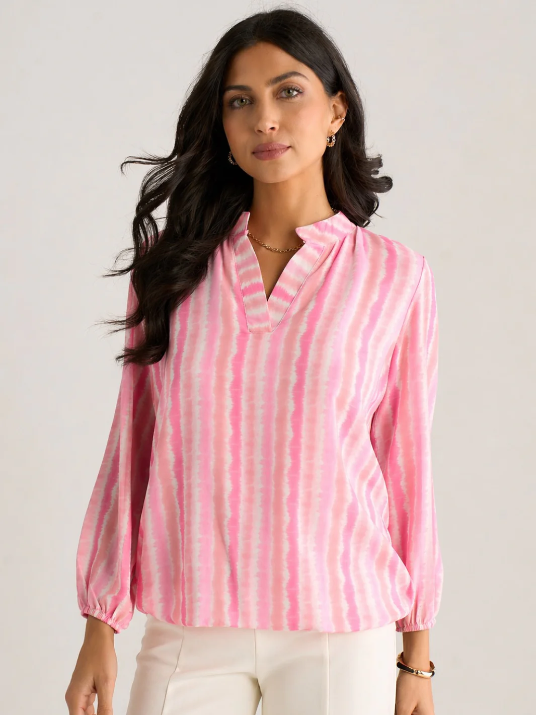 Kate & Pippa Bella Band Top In Light Pink Wave Print