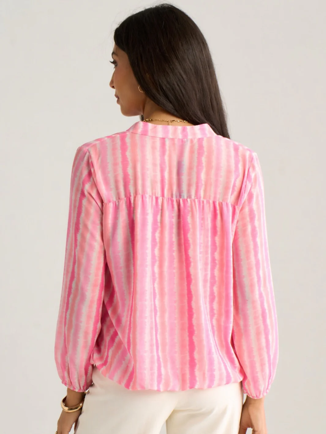 Kate & Pippa Bella Band Top In Light Pink Wave Print - Image 5